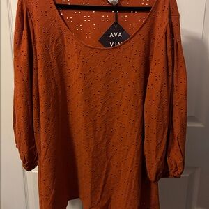 NWT Ava & Viv Terracotta Eyelet Top